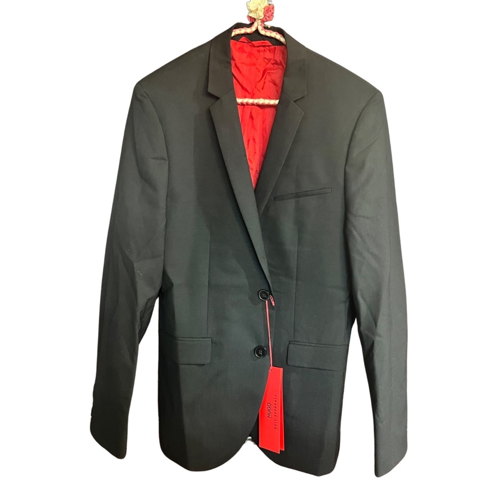 BNWT Hugo Boss Adris Black Solid Two Button Notch Lapel Wool Blazer size 36 reg - Picture 8 of 14